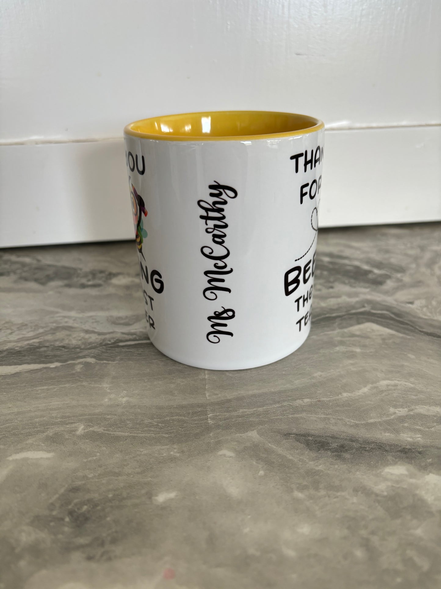 Personalised teacher mug with hot chocolate and marshmallows